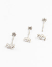 Surgical Steel Double Baguette Flat Backs 3-Pack - link has visual effect only