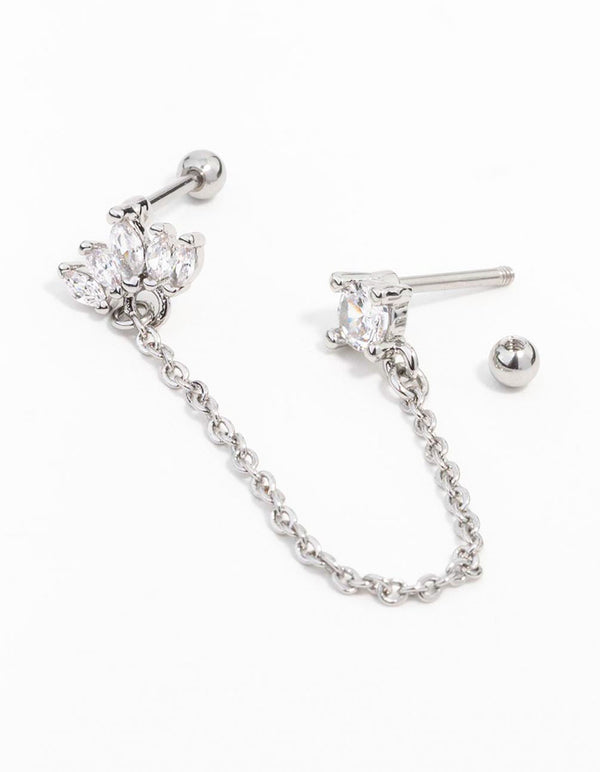 Surgical Steel Marquise and Chain Double Barbell