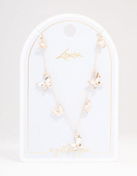Rose Gold Butterfly Charm Diamante Necklace - link has visual effect only