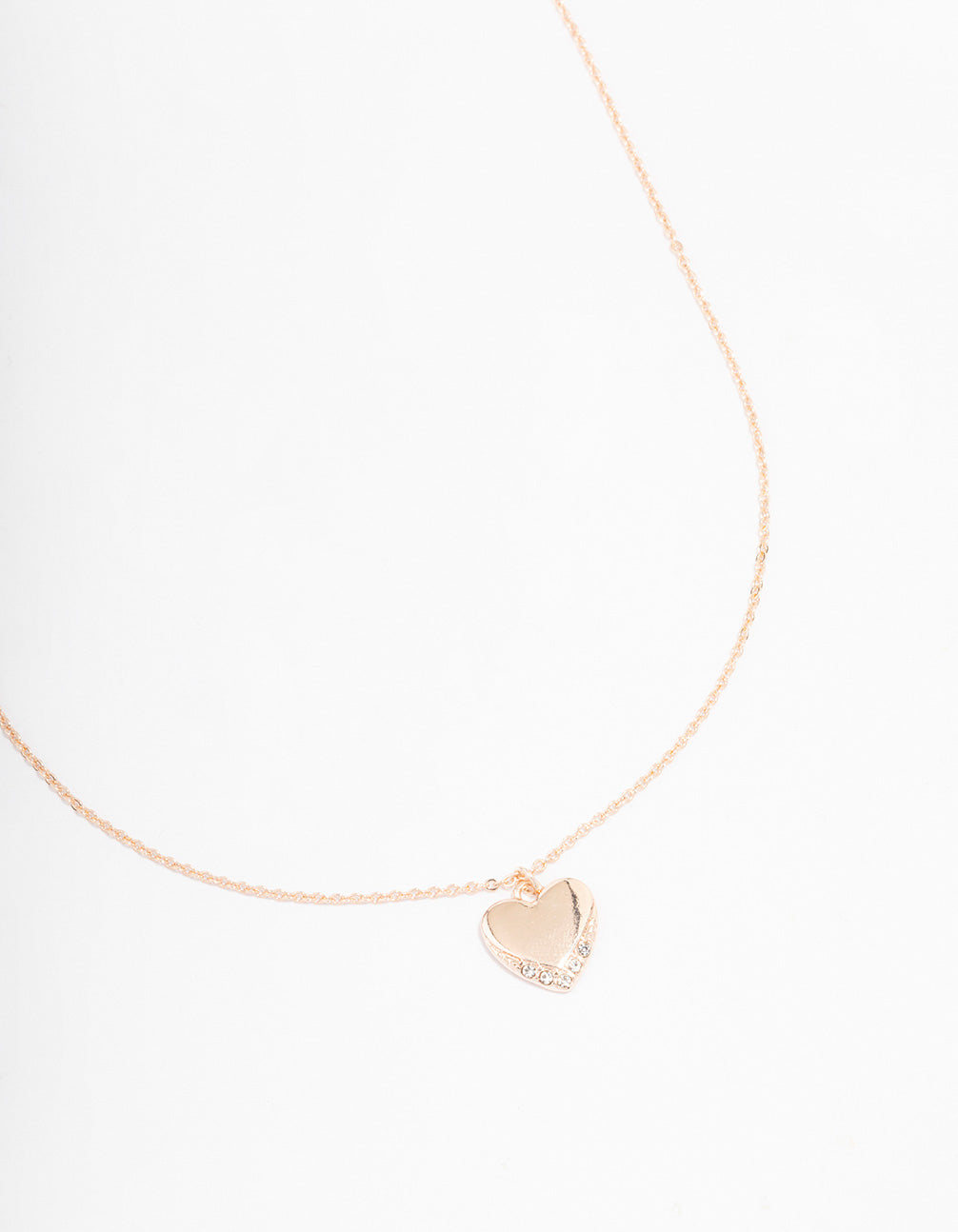 Rose Gold Simple Heart Diamante Necklace