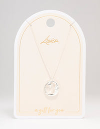 Silver Round Half Moon Pendant Necklace - link has visual effect only