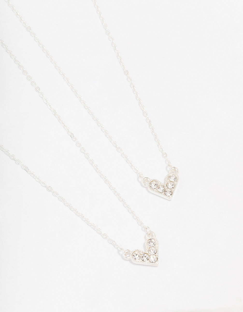 Silver Abstract Heart Diamante Necklace Pack