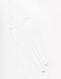 Silver Abstract Heart Diamante Necklace Pack - link has visual effect only