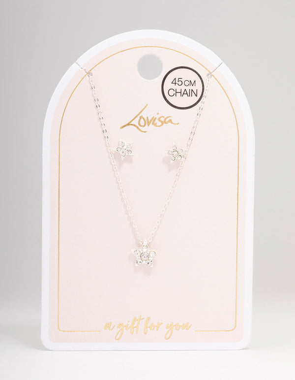 Silver Star Diamante Jewellery Set