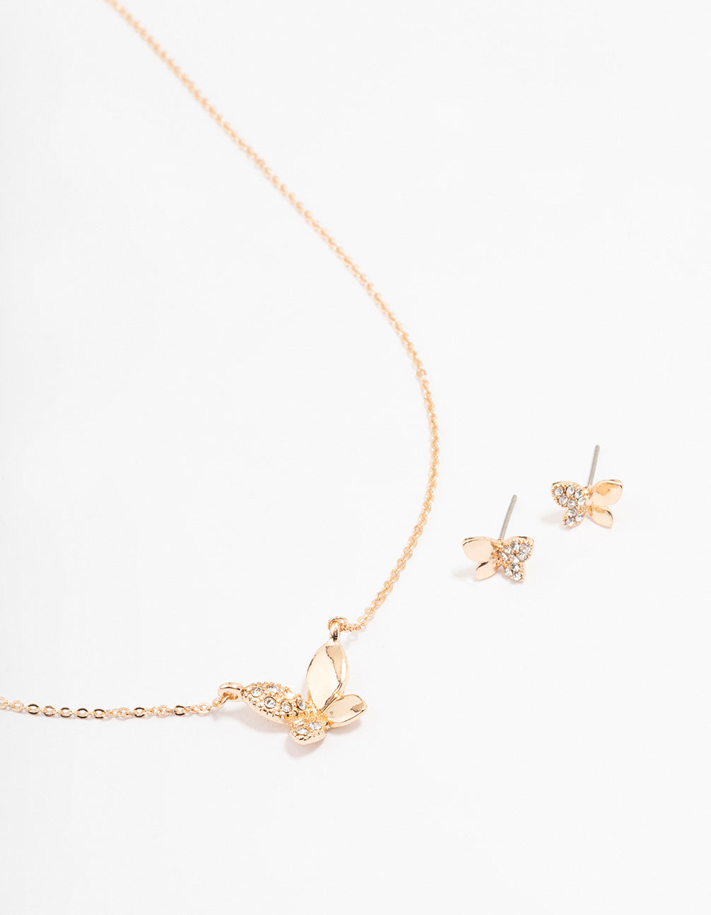Gold Butterfly Diamante Jewellery Set