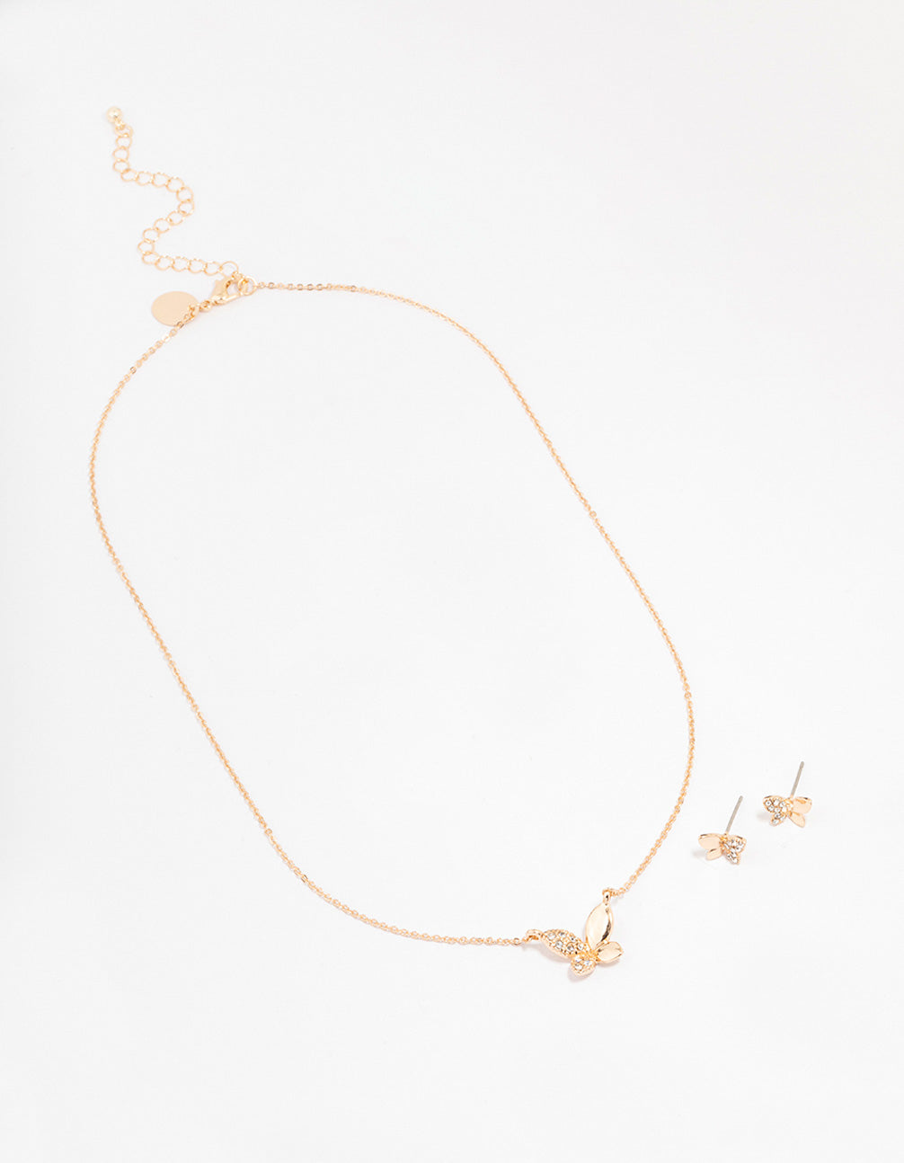 Gold Butterfly Diamante Jewellery Set