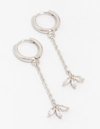 Silver Cubic Zirconia Diamante Floral Chain Drop Earrings - link has visual effect only