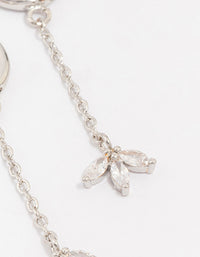 Silver Cubic Zirconia Diamante Floral Chain Drop Earrings - link has visual effect only