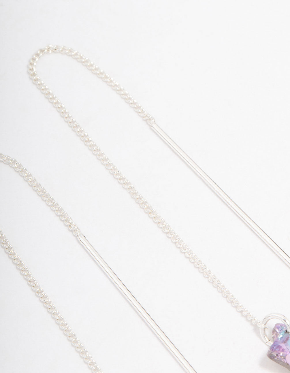 Silver Thread Through Star Drop Earrings