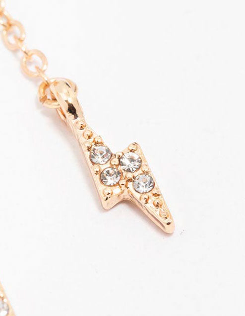 Gold Diamante Cloud & Lightning Drop Earrings