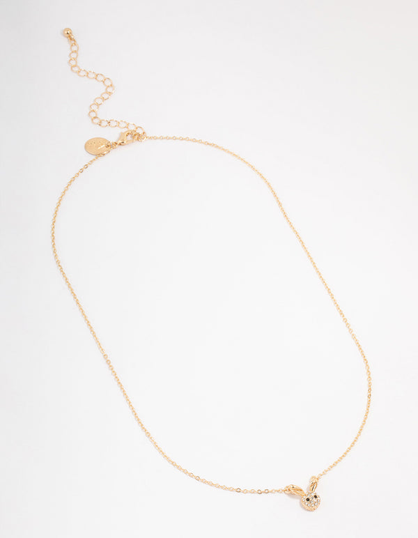 Gold Diamante Bunny Pendant Necklace