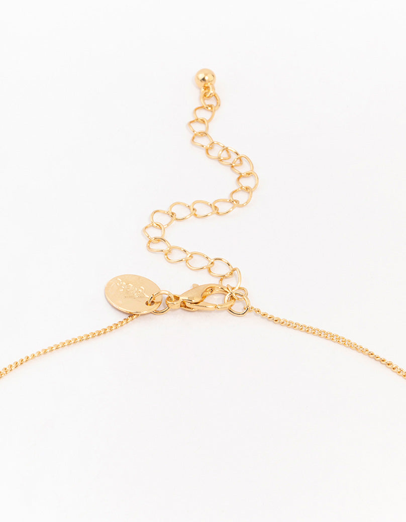 Gold Cubic Zirconia Double Cross Pendant Necklace