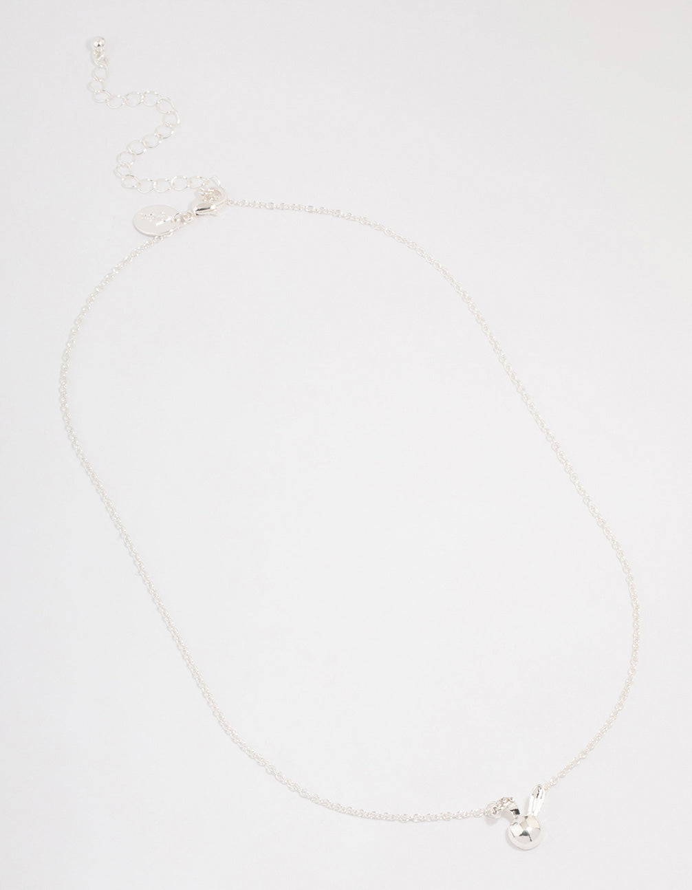 Silver Bunny Ear Pendant Necklace