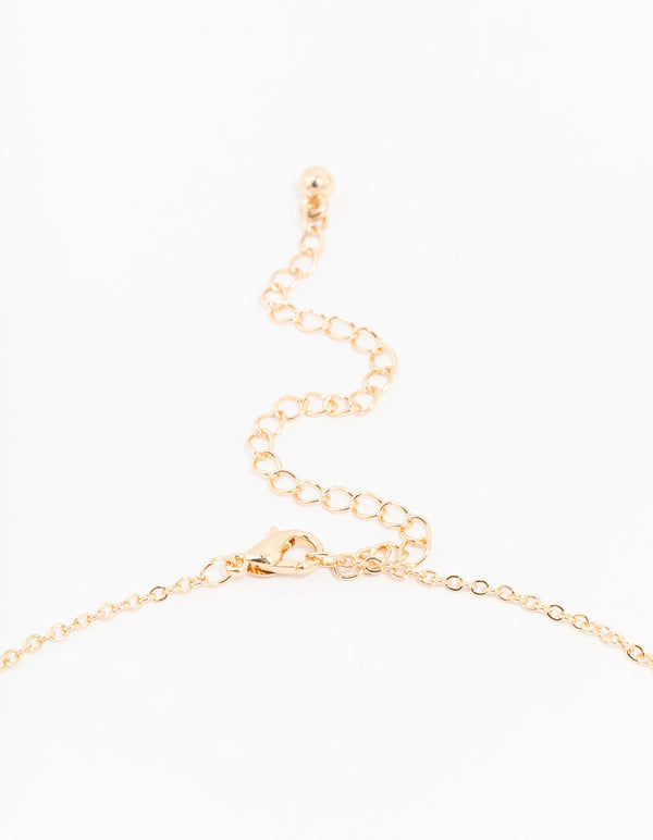Gold Cubic Zirconia Fine Station Flower Necklace