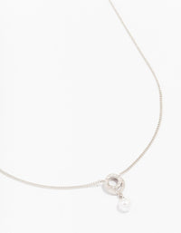 Silver Cubic Zirconia Swirl Pearl Necklace - link has visual effect only