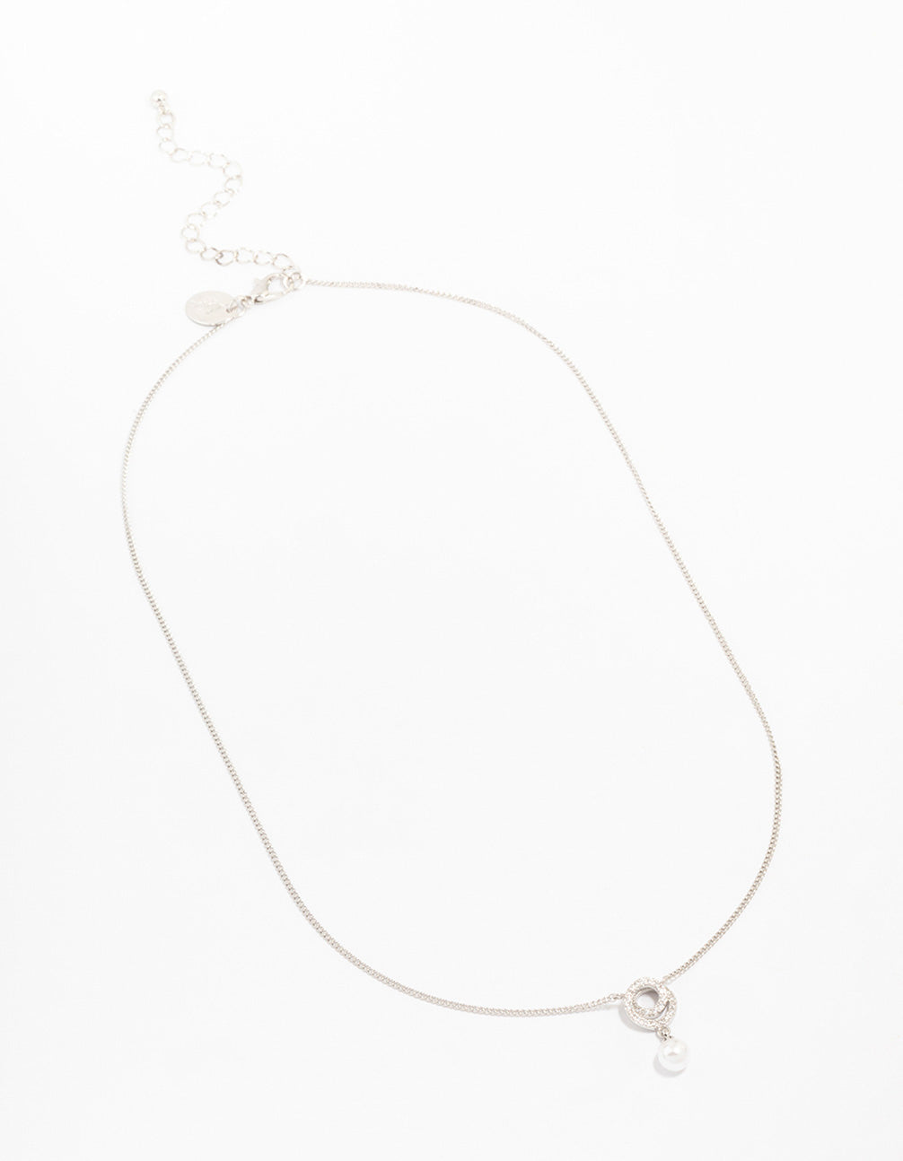 Silver Cubic Zirconia Swirl Pearl Necklace