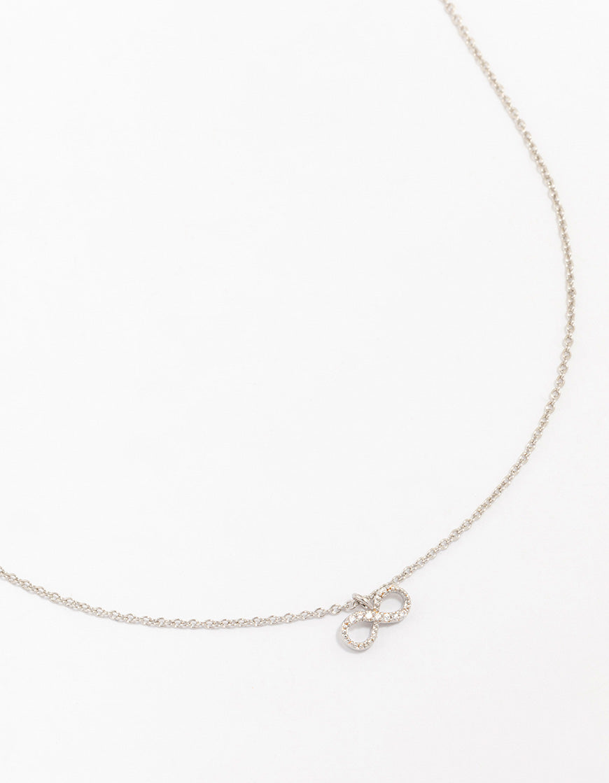 Silver Cubic Zirconia Diamante Infinity Pendant Necklace