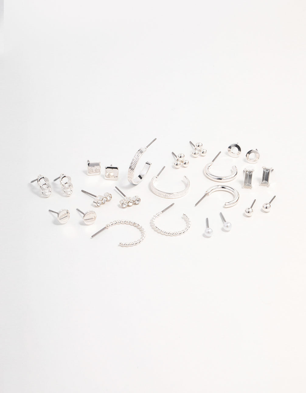 Silver Stud & Hoop Basic Earring Pack