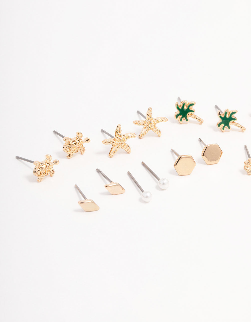 Gold Palm Tree Diamante Earring 12-Pack