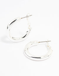Silver Thin C Hoop Earrings - link has visual effect only