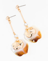 Gold Marble Pearl Petal Drop Earrings - link has visual effect only