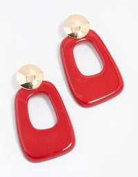 Red Gold  Acrylic Cut Out Disc Drop Earrings - link has visual effect only