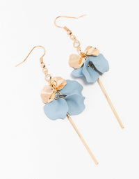 Blue Coated Metal Diamante Layered Petal Drop Earrings - link has visual effect only