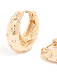 Gold Diamante Tear Drop Clicker Huggie Earrings - link has visual effect only