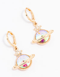 Gold Planet Huggie Drop Earrings - link has visual effect only