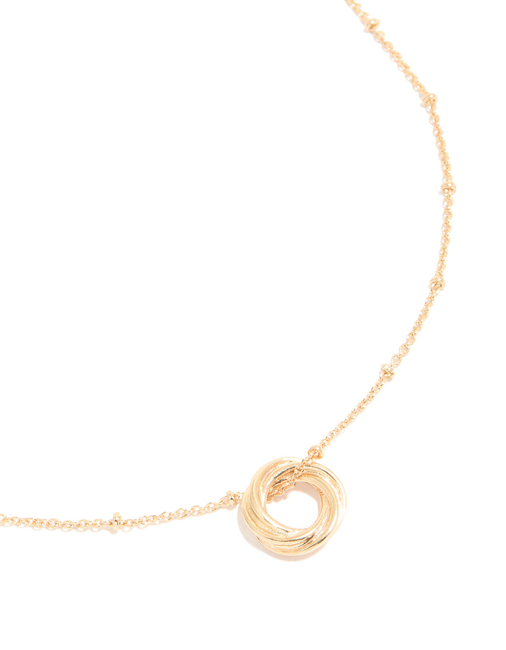 Gold Ball Chain O Ring Necklace