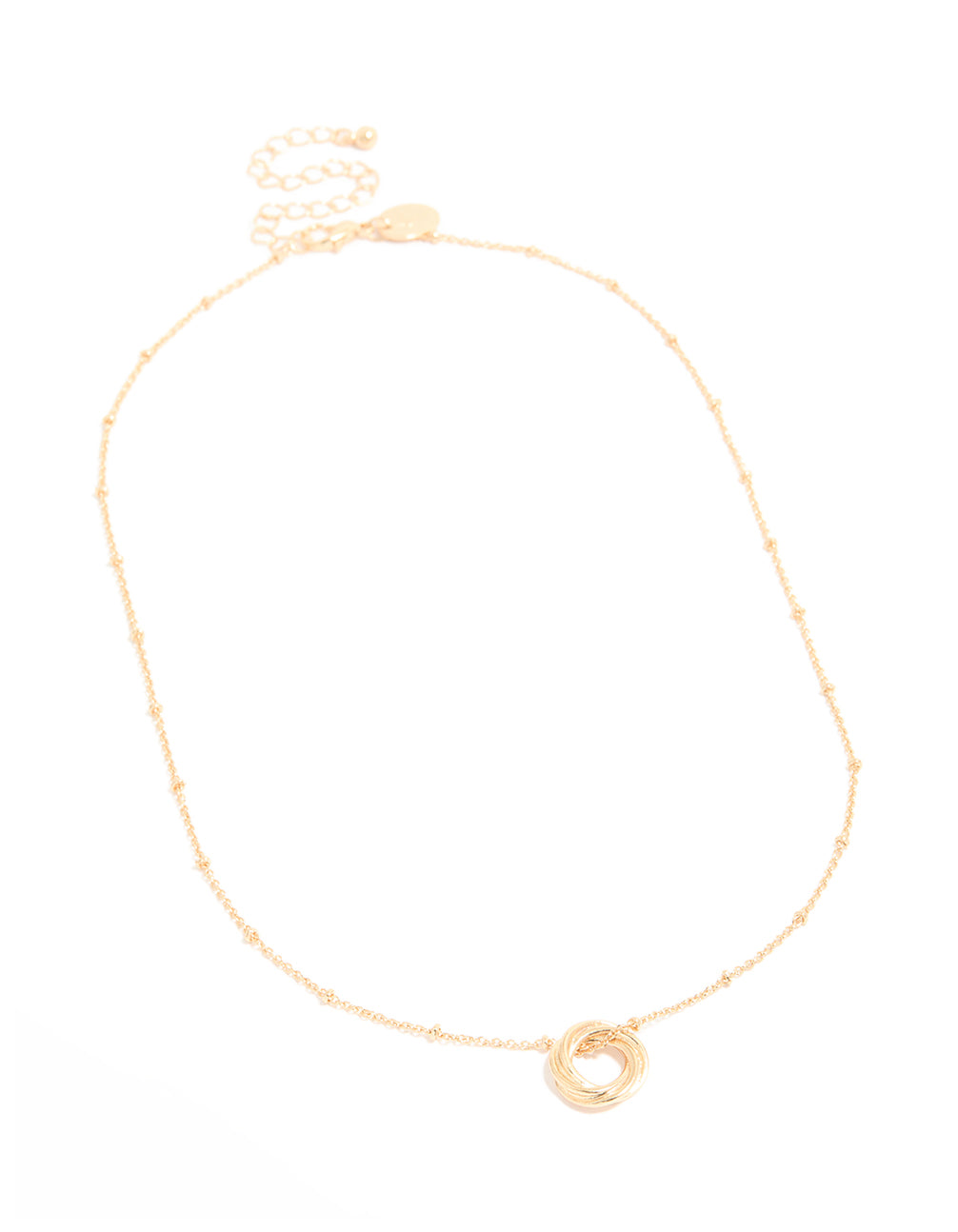 Gold Ball Chain O Ring Necklace