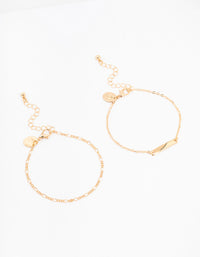 Gold Figaro & Bar Bracelets 2-Pack - link has visual effect only