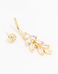 Gold Plated Surgical Steel Marquise Drop Belly Bar - link has visual effect only