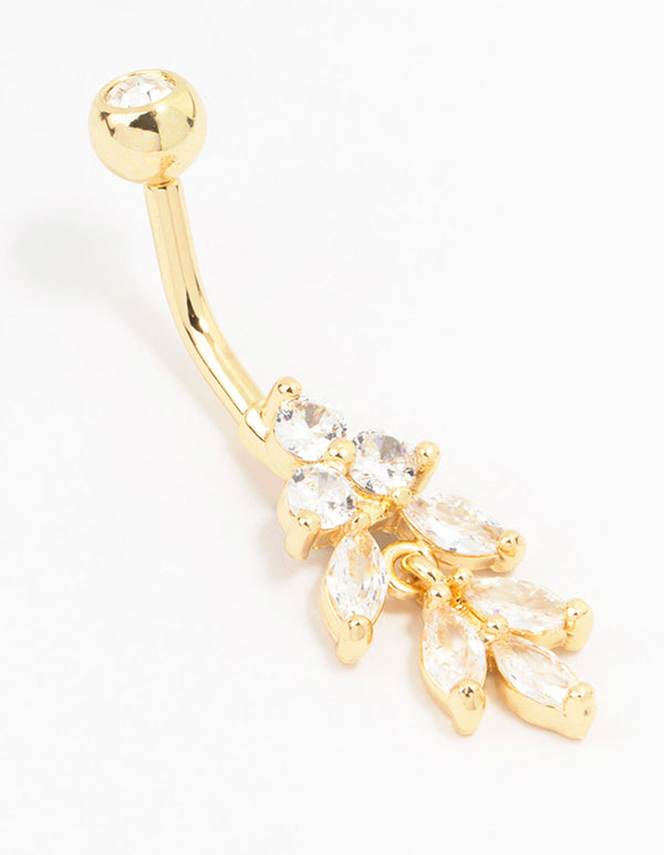 Gold Plated Surgical Steel Marquise Drop Belly Bar