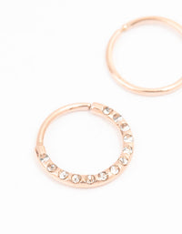 Rose Gold Plated Surgical Steel Textured Nose Rings 2-Pack - link has visual effect only