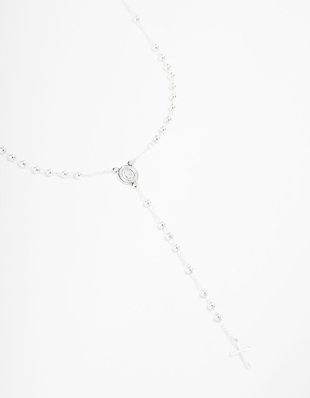 Silver Plated Mary Cross Ball Necklace