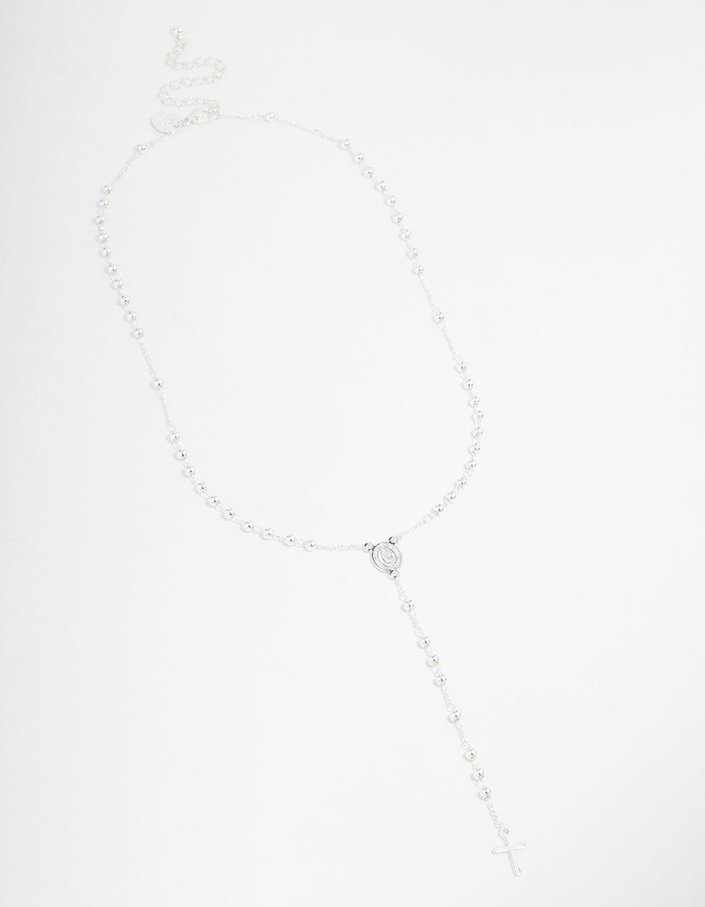 Silver Plated Mary Cross Ball Necklace