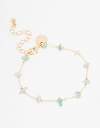 Gold Plated Semi Precious Station Toggle Bracelet - link has visual effect only