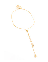 Waterproof Gold Plated Stainless Steel Pull Through Lariat Necklace - link has visual effect only