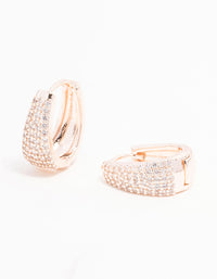 Rose Gold Plated Cubic Zirconia Classic Pave Hoop Earrings - link has visual effect only