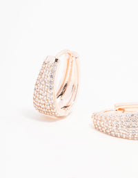 Rose Gold Plated Cubic Zirconia Classic Pave Hoop Earrings - link has visual effect only