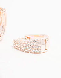 Rose Gold Plated Cubic Zirconia Classic Pave Hoop Earrings - link has visual effect only