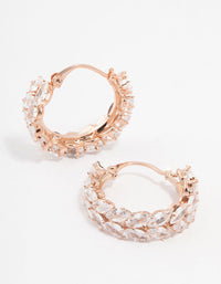Rose Gold Plated Cubic Zirconia Marquise Herring Hoop Earrings - link has visual effect only