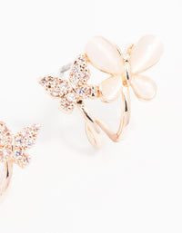 Rose Gold Plated Mini Double Butterfly Hoop Earrings - link has visual effect only