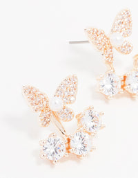 Rose Gold Plated Cubic Zirconia Butterfly Jacket Earrings - link has visual effect only