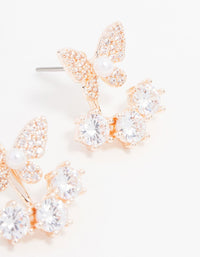 Rose Gold Plated Cubic Zirconia Butterfly Jacket Earrings - link has visual effect only