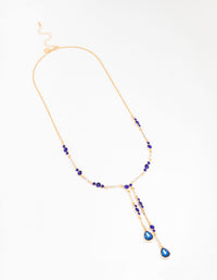 Gold Blue Diamante Y-Necklace - link has visual effect only