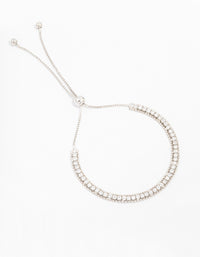 Silver Cubic Zirconia Tennis Toggle Bracelet - link has visual effect only