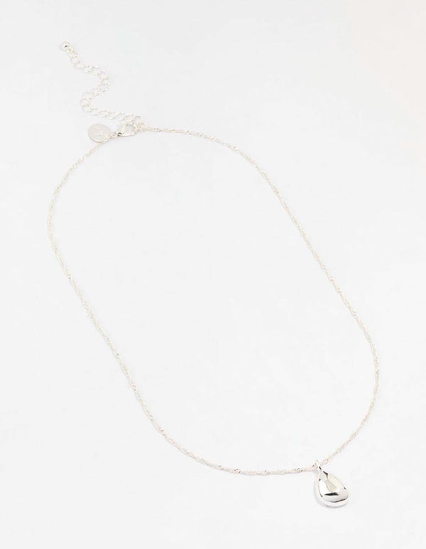 Silver Plated Dainty Drop Twist Necklace