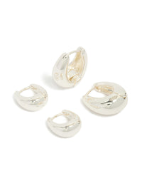 Silver Plated Small & Medium Oval Huggie Earrings - link has visual effect only